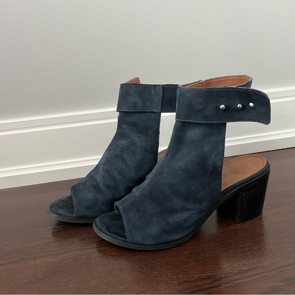 Hibou Open Toe Suede Booties